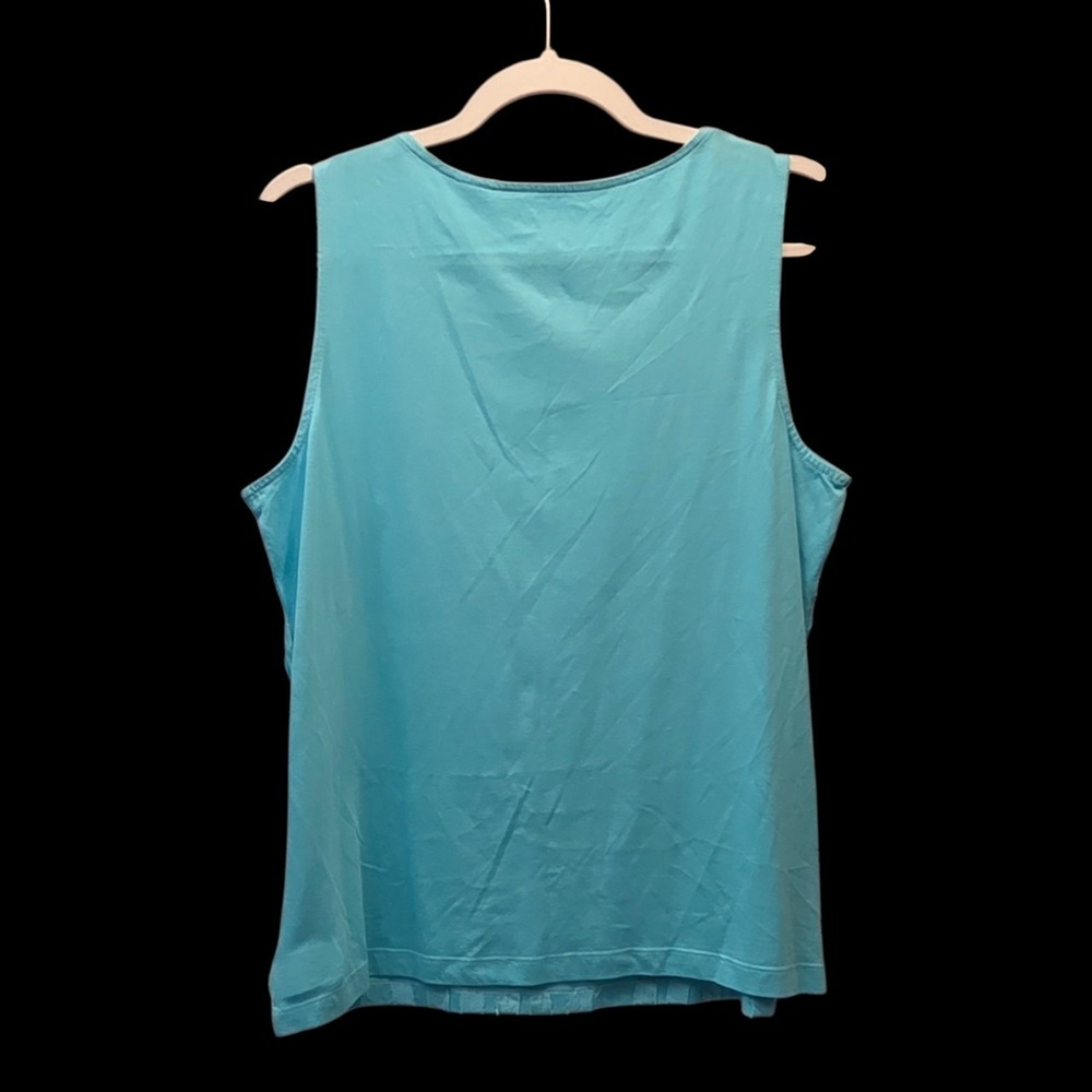 By Chico's Sz 1 (M 8-10)‎ Turquois Teal Tank with Pleats - Picture 2 of 6
